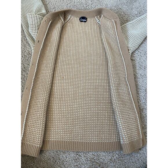 Vintage Ingo Inuit Hand Knit Cardigan Sweater Size L Wool Mother Of Pearl Button - Picture 7 of 8
